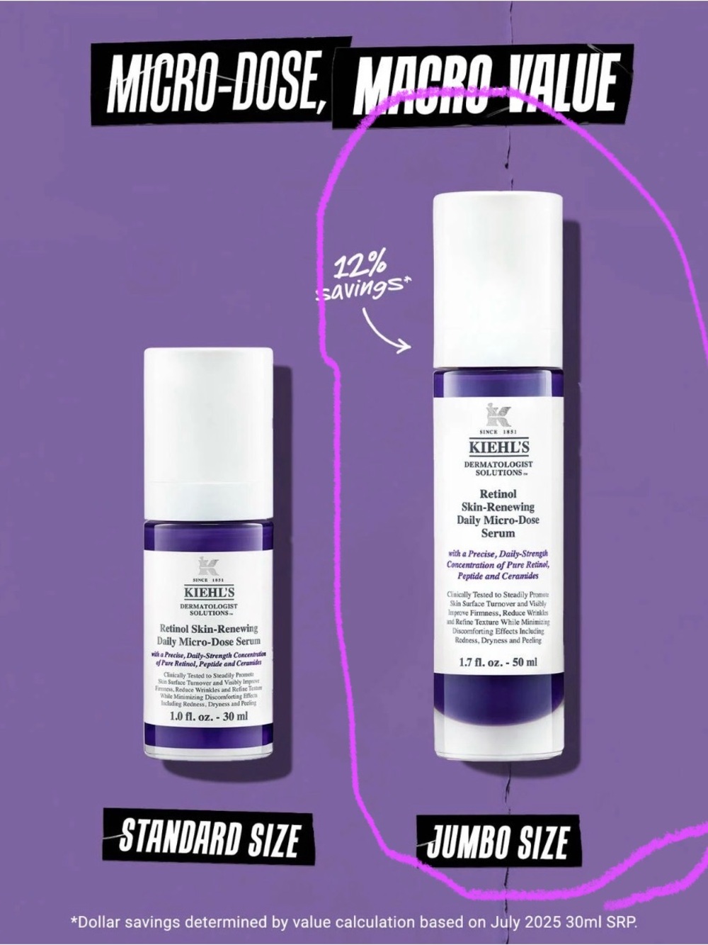 KIEHL’S Retinol Skin renewing Daily Anti-Aging Serum Full Size (jumbo)